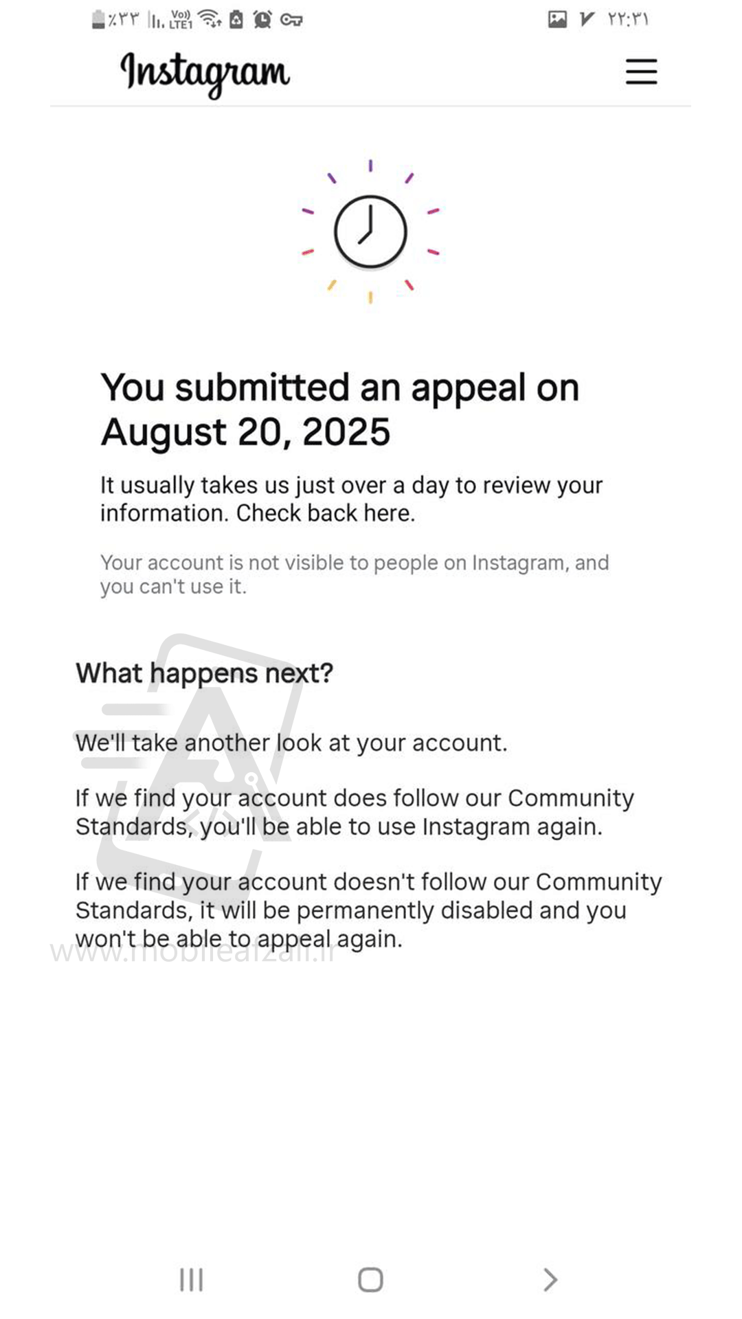 بازیابی-پیج-دیسیبل-شده-اینستاگرام-appeal